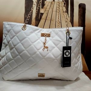 Brand New Leather handbag embroidery thread chain bucket bag